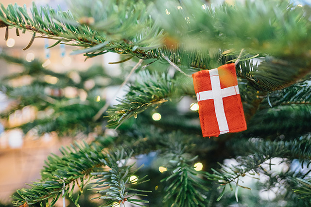 Danish flag decoration on Christmas tree