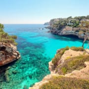 Turquoise seas and craggy cliffs on Mallorca, Spain