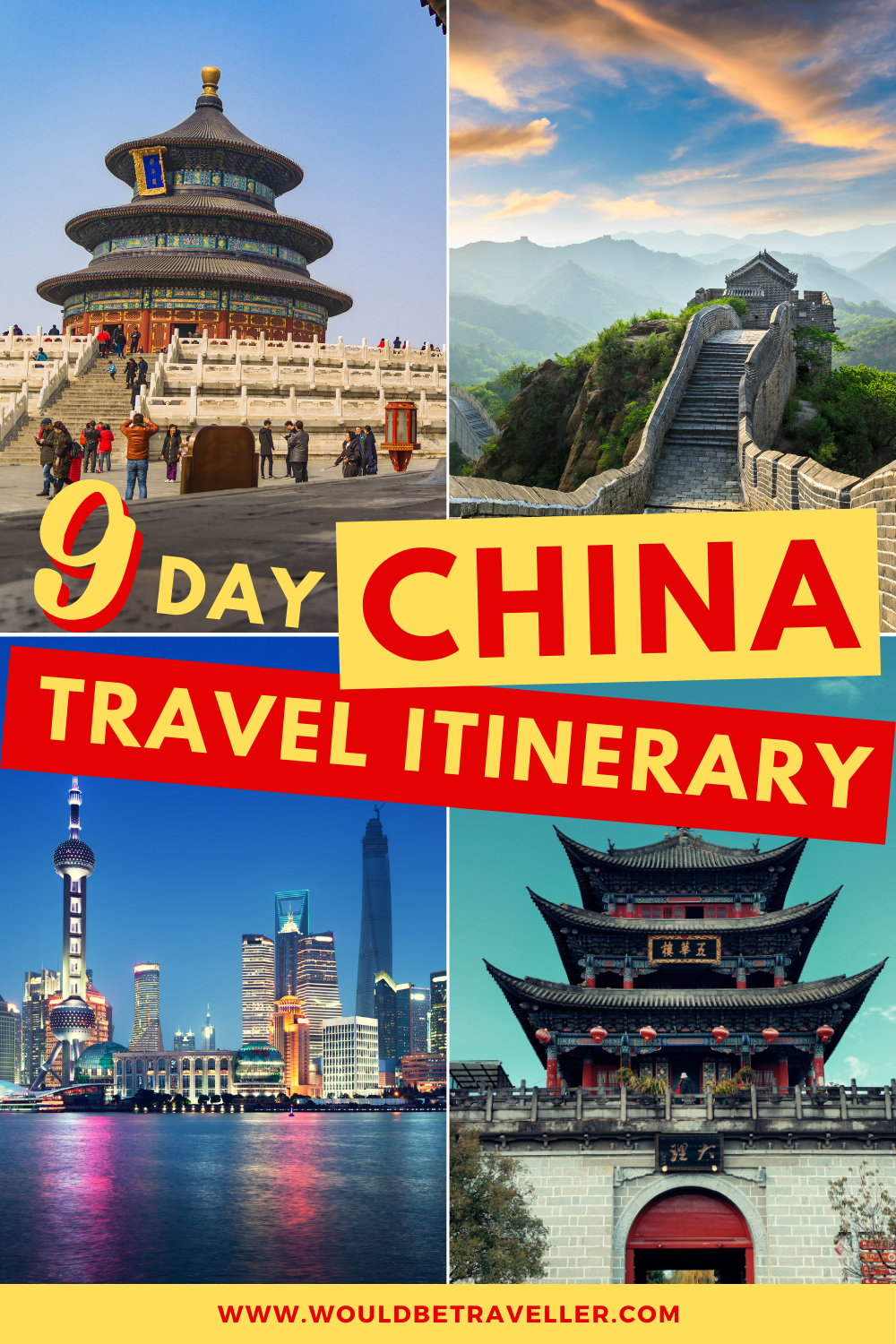 9 day China itinerary pin