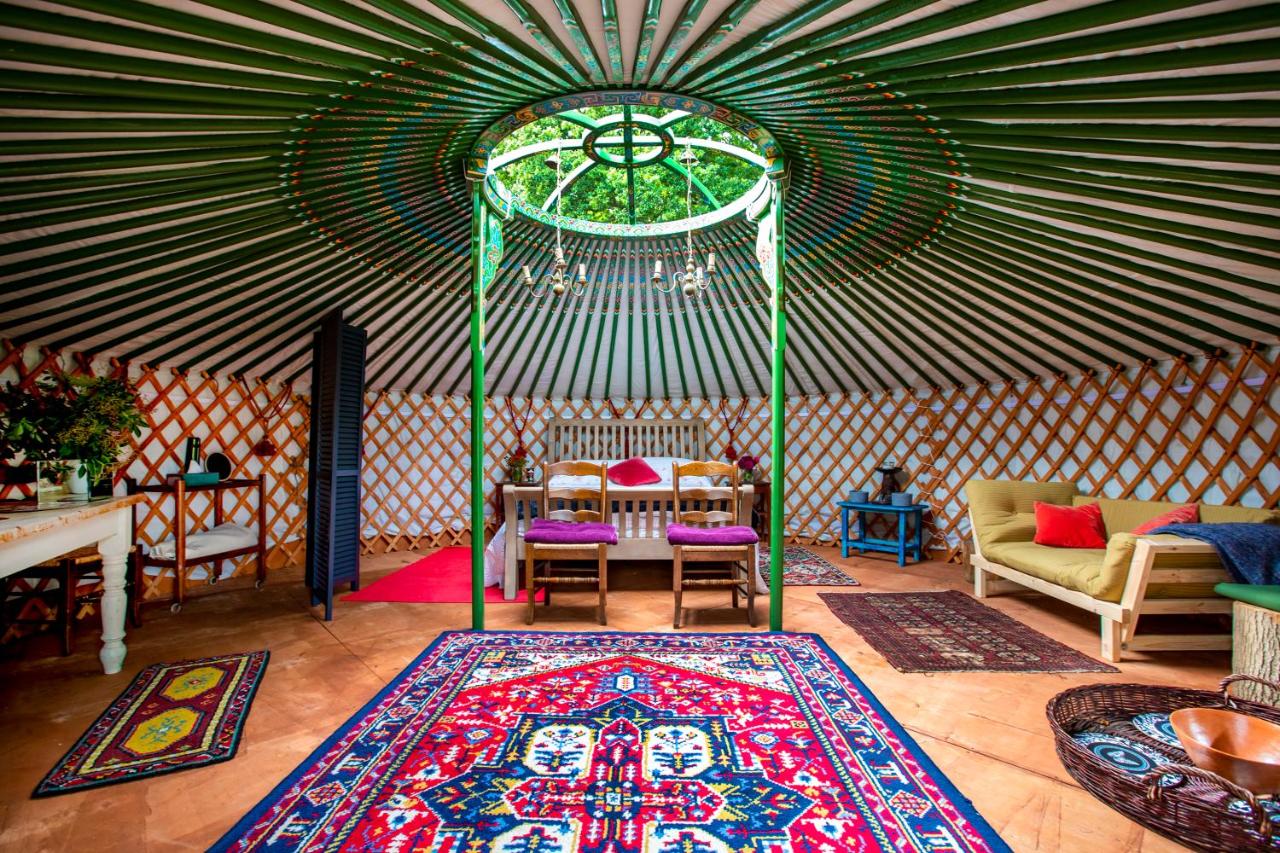 The interior of a yurt at Surrey Lakes glamping