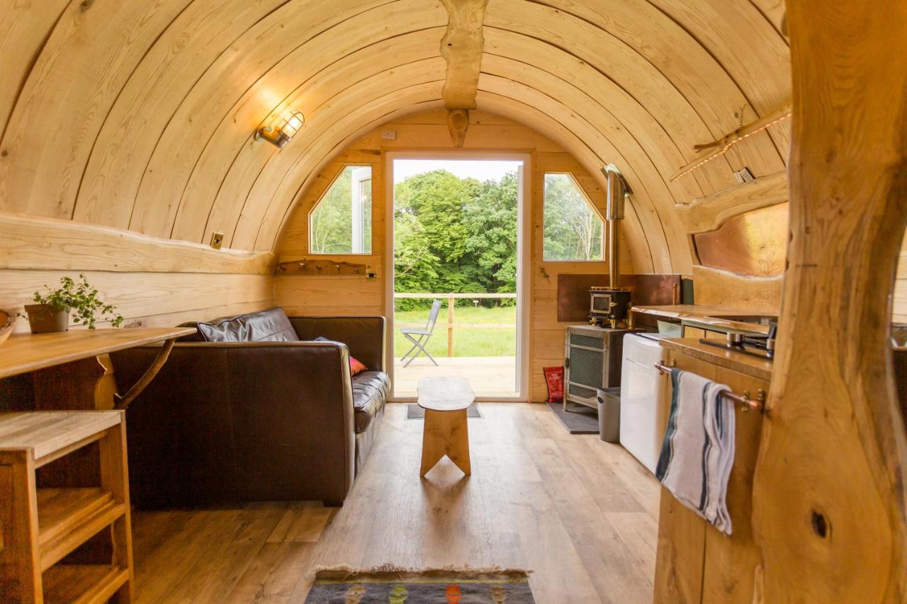 The interior of a glamping hut in Battle