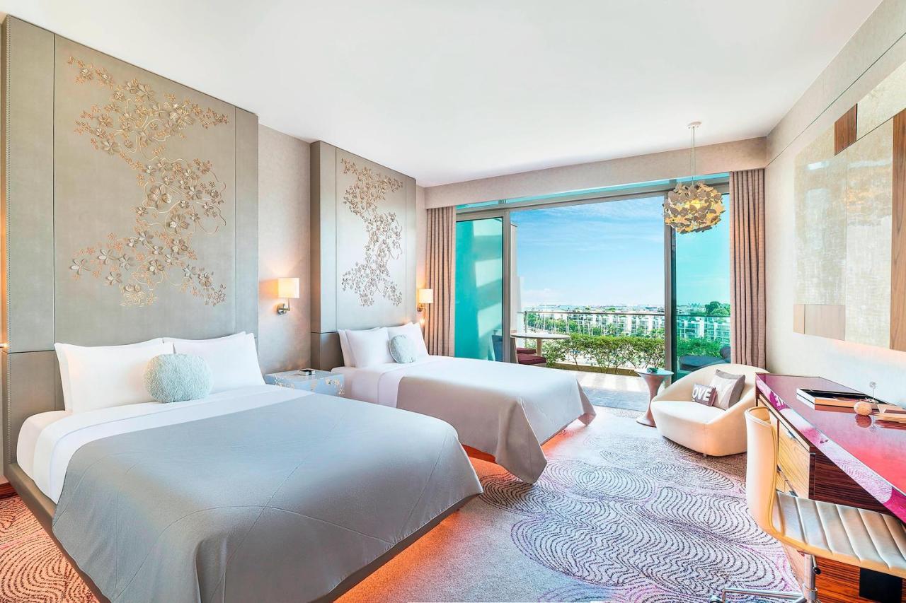 A guest room at W Singapore on Sentosa Cove