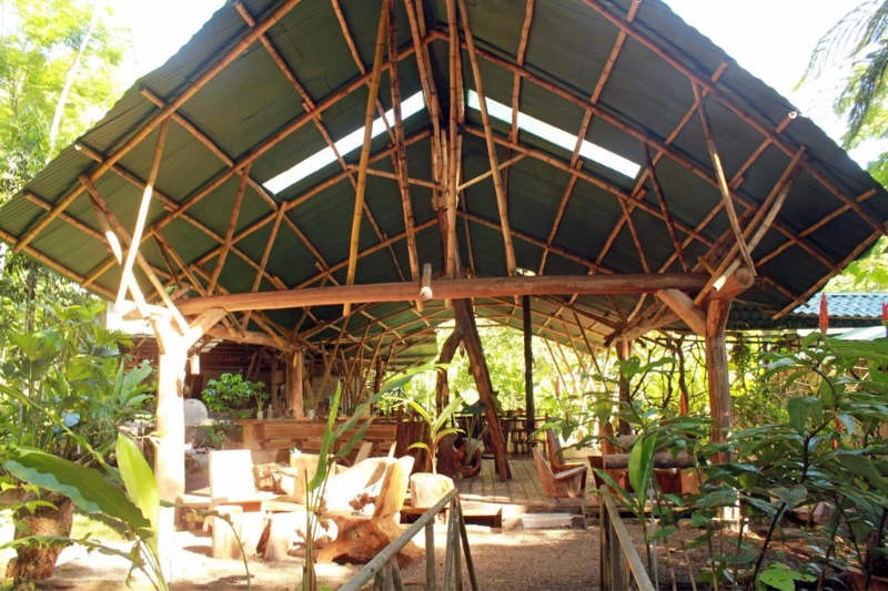 The communal seating area at Danta Corcovado Lodge, Costa Rica